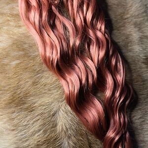Dusty Pink Anna waves Partial dreadlock extensions set w/crocheted middle